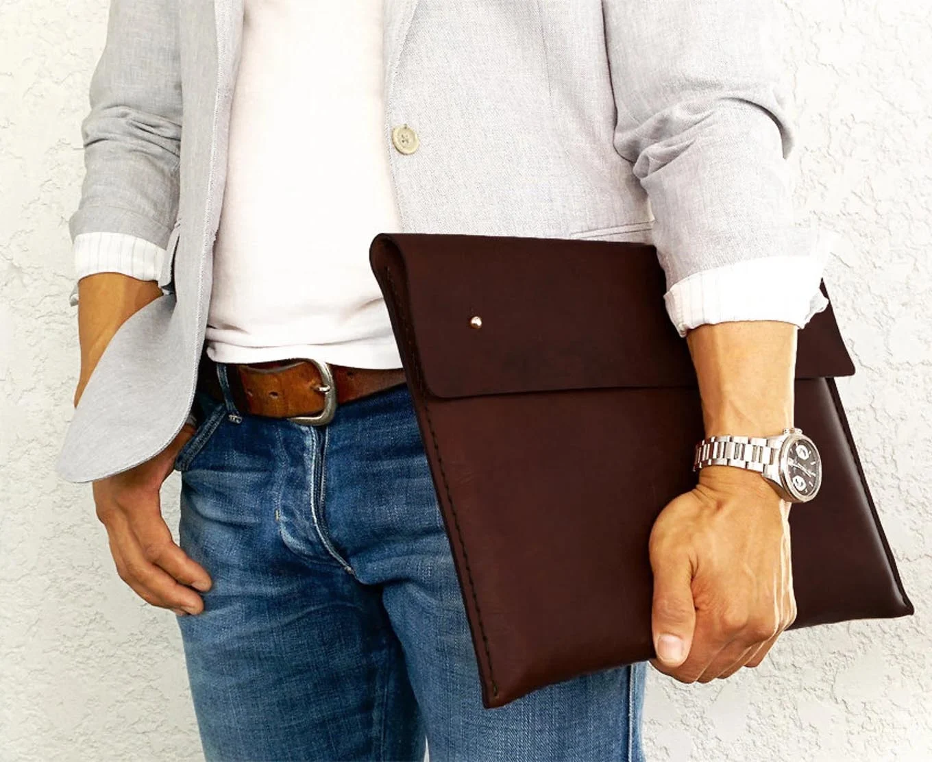 Leather laptop cover