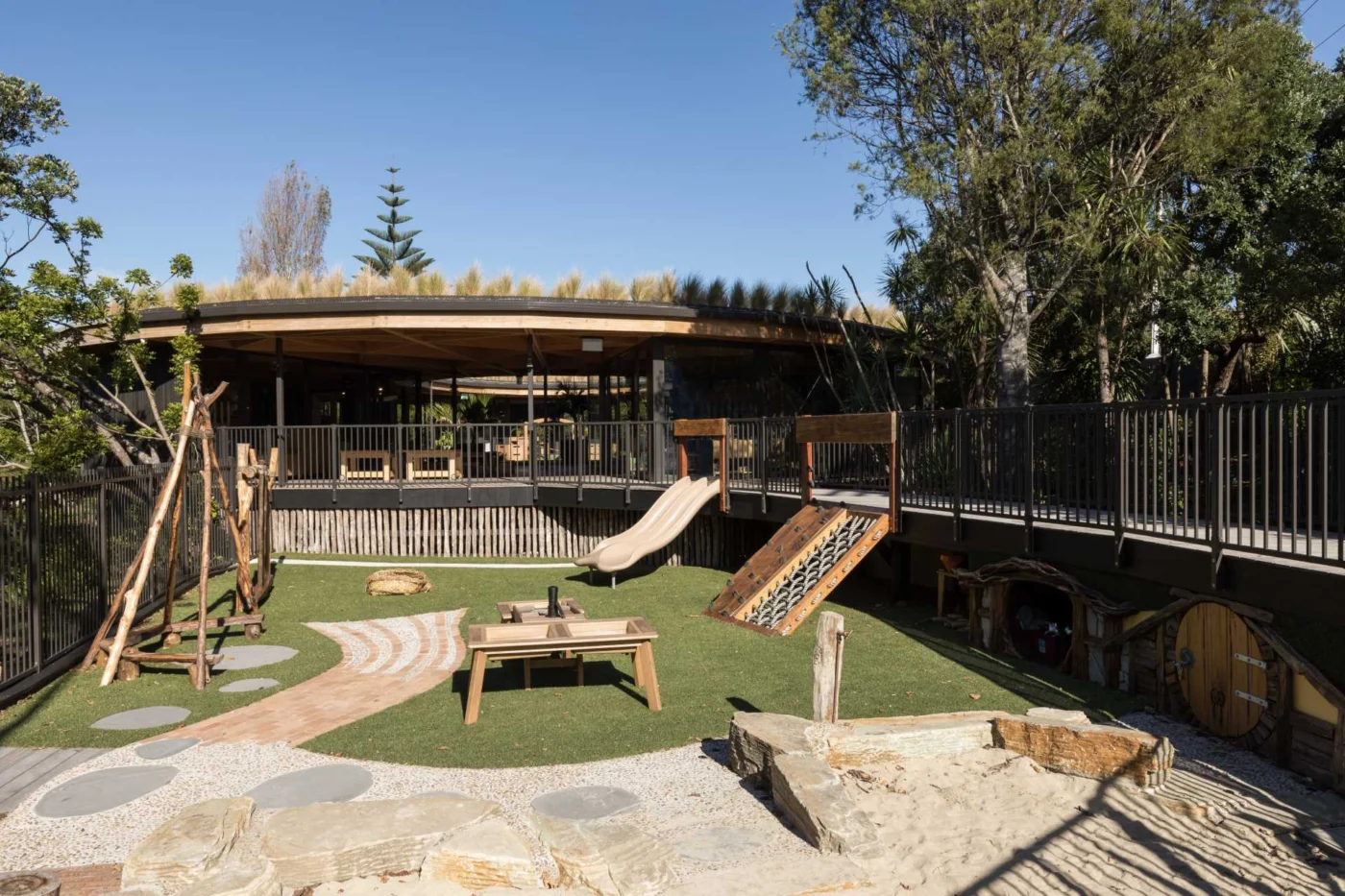 Second playground reached by slides and climbing ramps