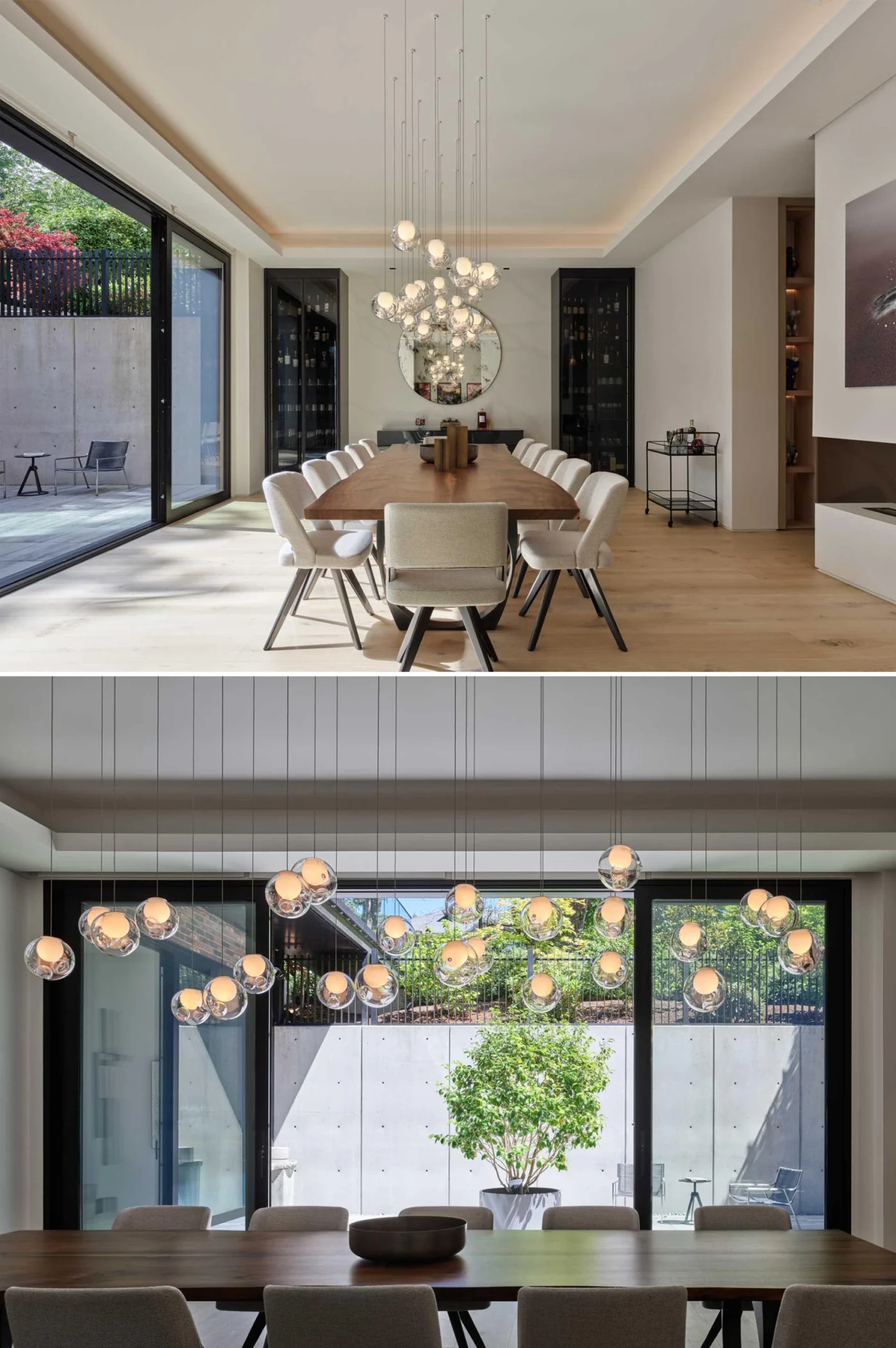 Formal dining room with sliding glass doors to the outside