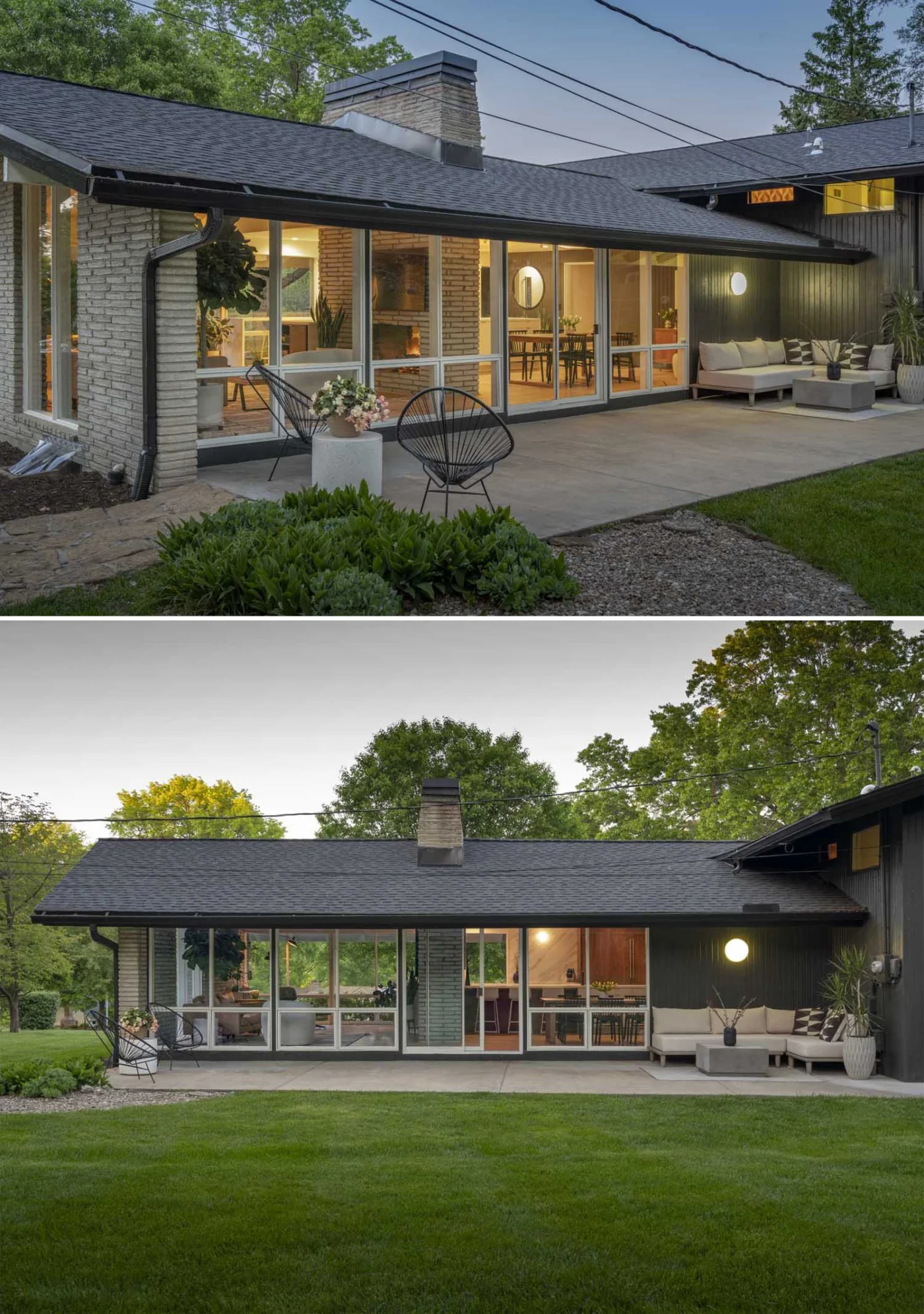 Rear patio with a lounge, a seating area and floor-to-ceiling windows