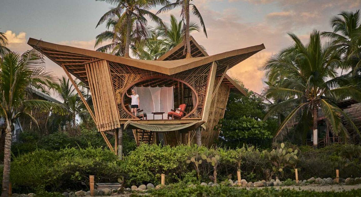 a-collection-of-bamboo-treehouses-was-designed-for-this-holiday-resort