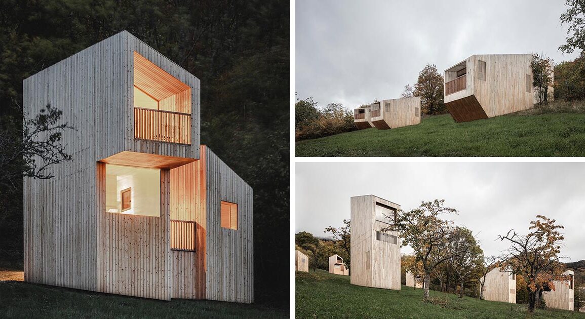 a-collection-of-14-modern-cabin-designs-were-used-to-create-this-unique-hotel-in-france