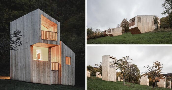 a-collection-of-14-modern-cabin-designs-were-used-to-create-this-unique-hotel-in-france