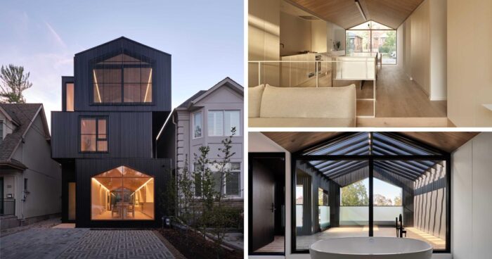 this-tall-black-house-appears-to-be-made-from-a-series-of-stacked-boxes