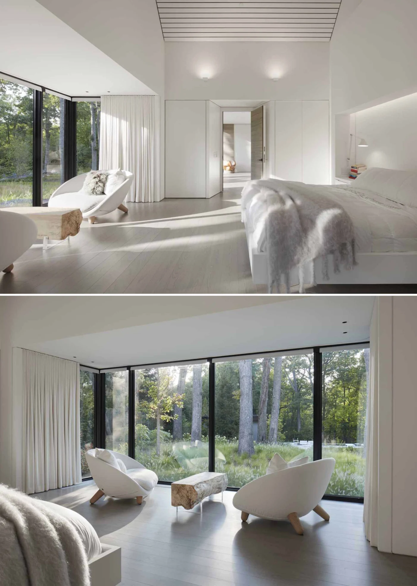 Bright bedroom with a sitting area looking onto the garden