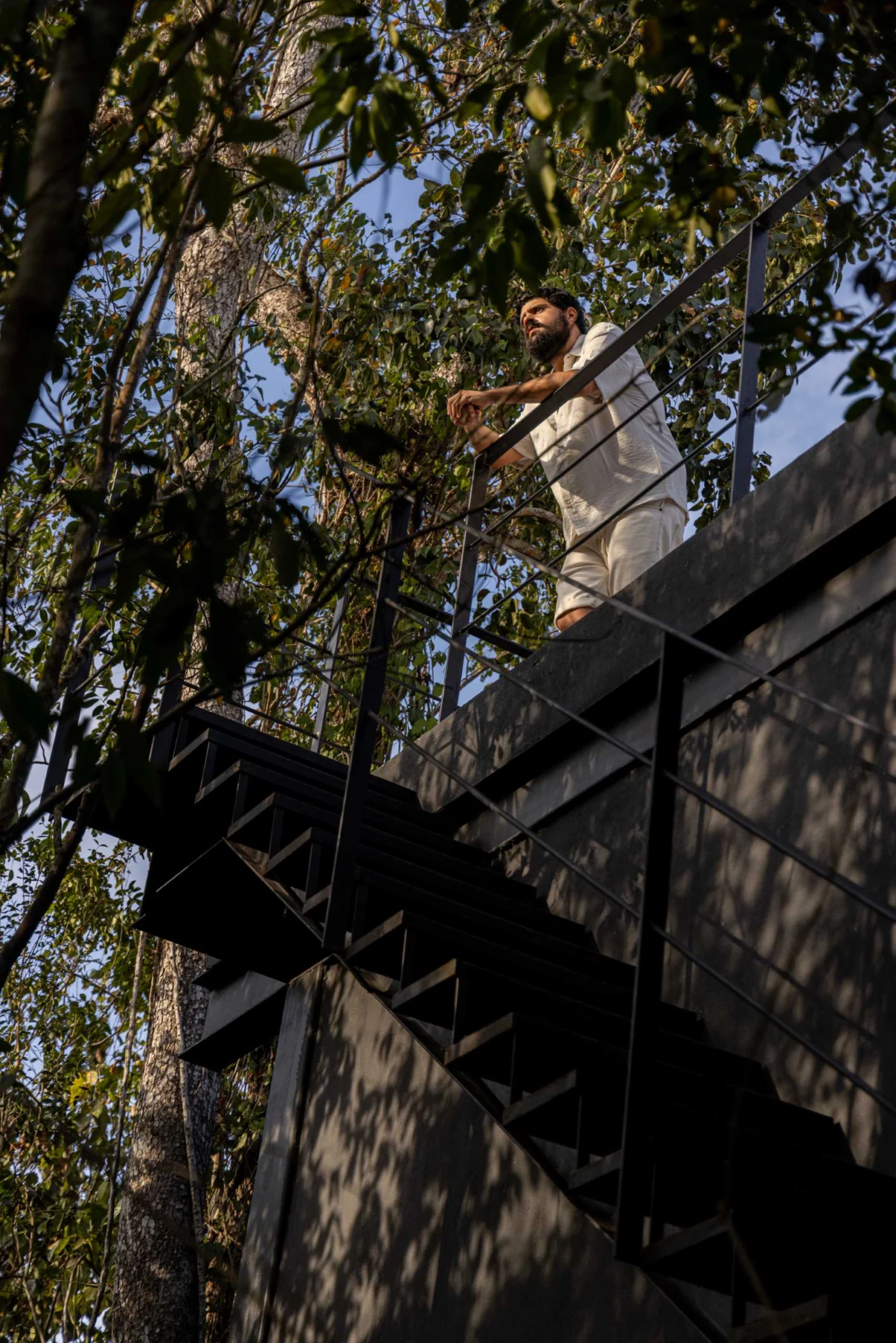 Off-grid glass house among the trees of the Mexican jungle