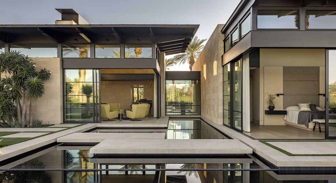 reflecting-ponds-and-concrete-lily-pads-help-create-tranquility-at-this-modern-home