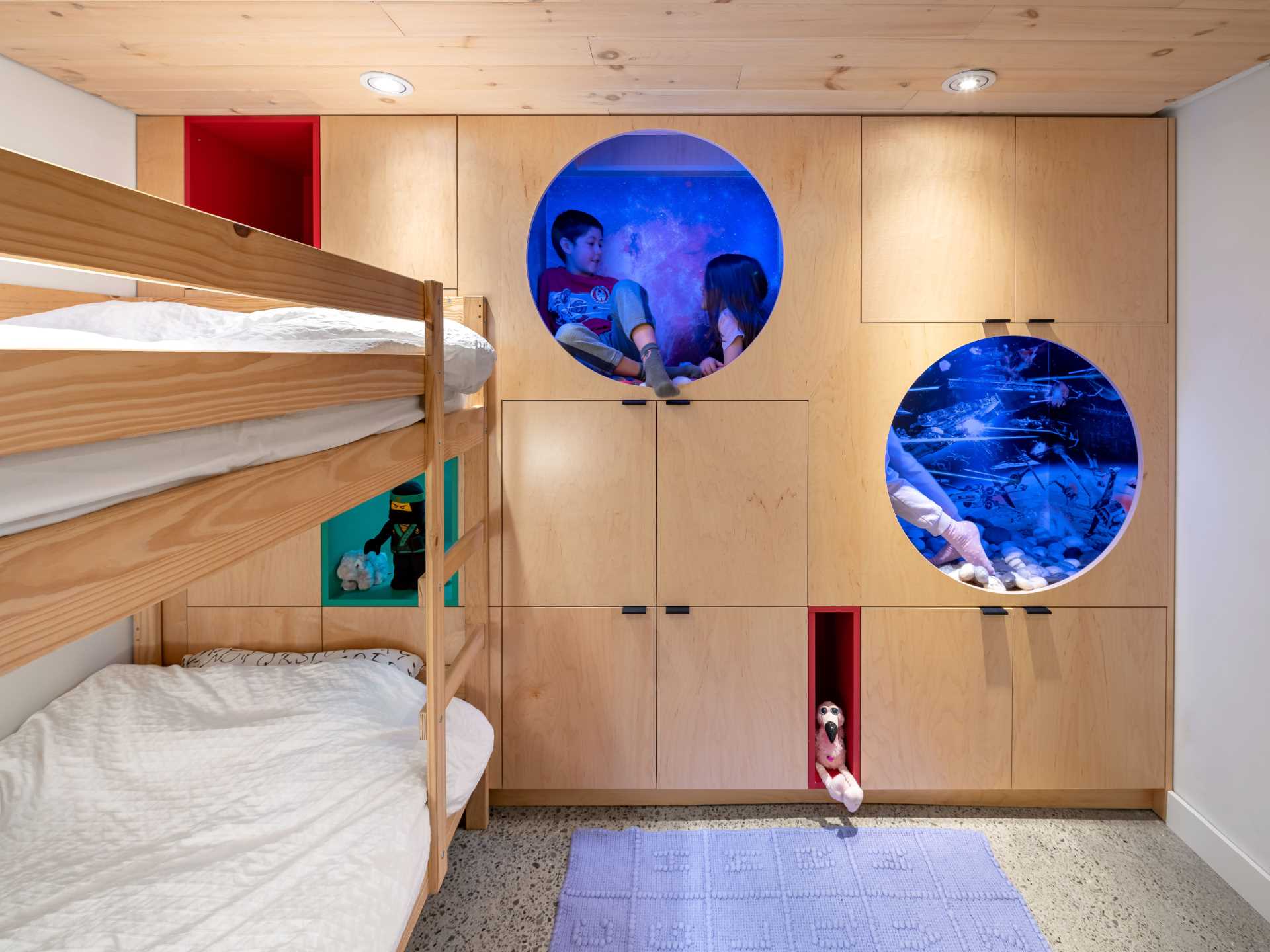 kids bedroom bunk beds built in circular reading nooks 231124 817 011