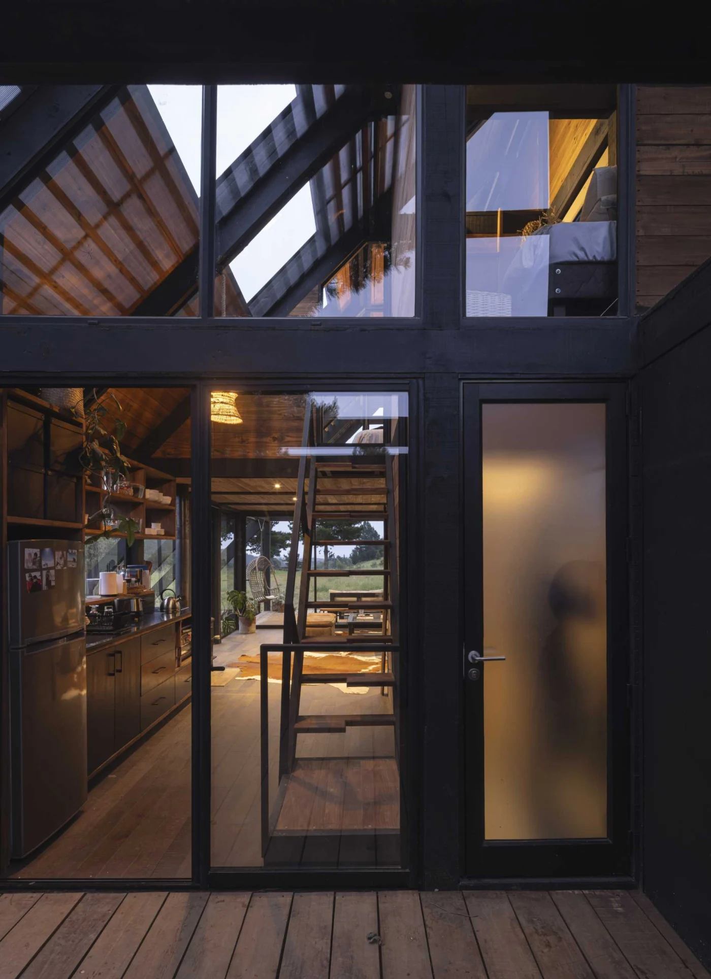 Glazed door leading from the main level to the covered deck
