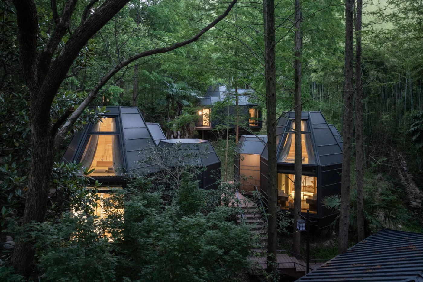 Pinecone Cabin with a roof tapering upward like a pinecone