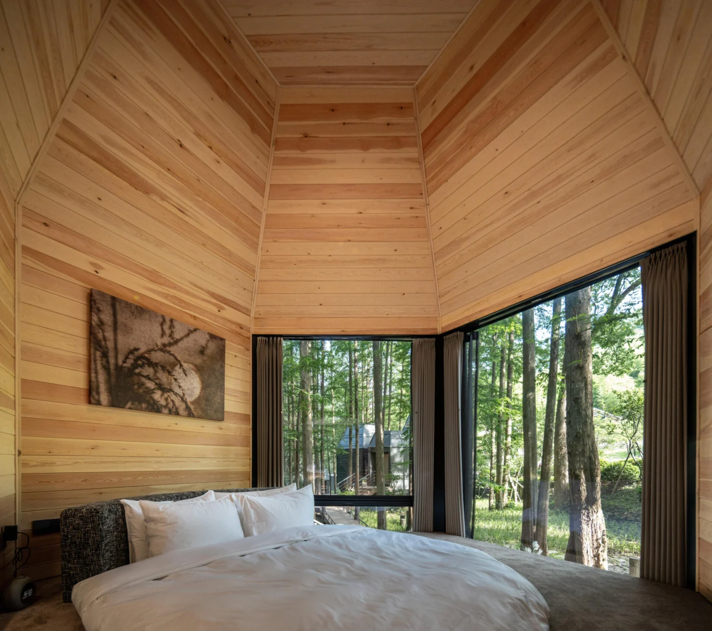 Interior of a Pinecone Cabin hotel room