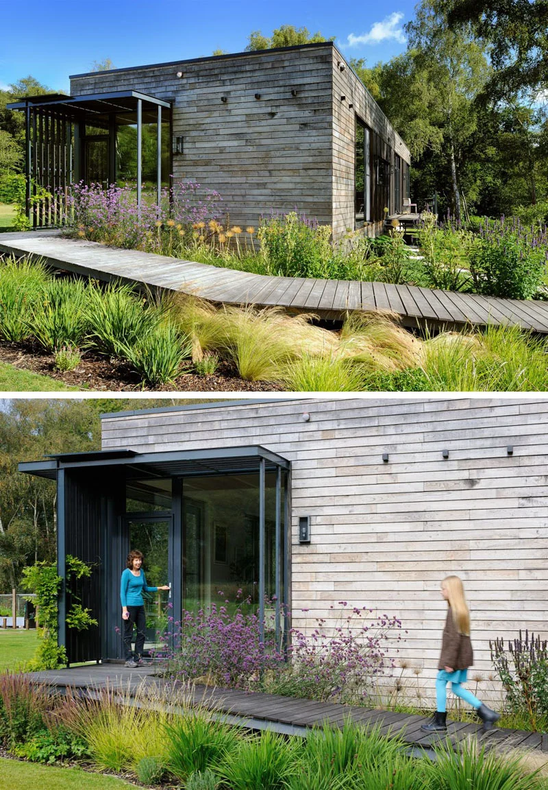 Boardwalk and planting along the sweet chestnut facade
