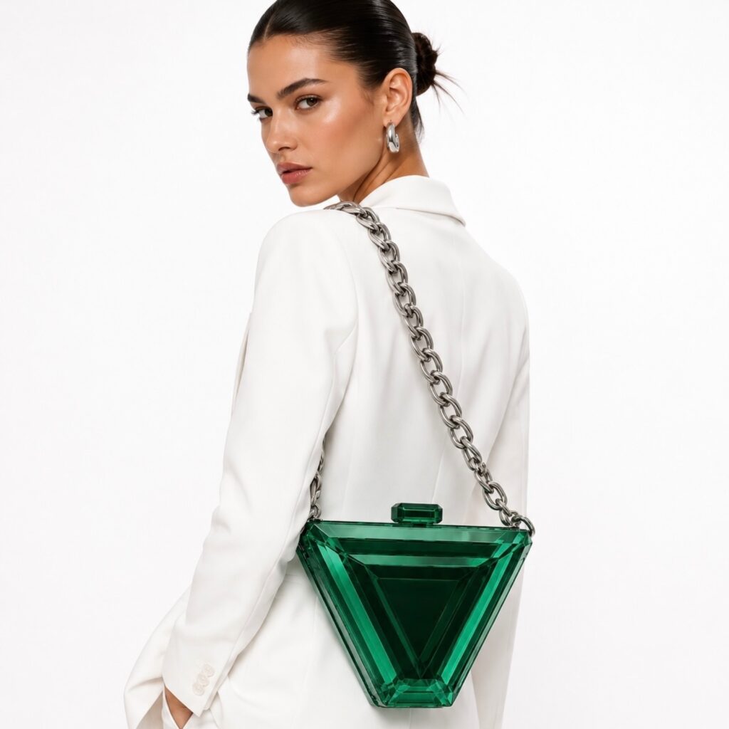 Emerald Prism Clutch Sahra Atelier
